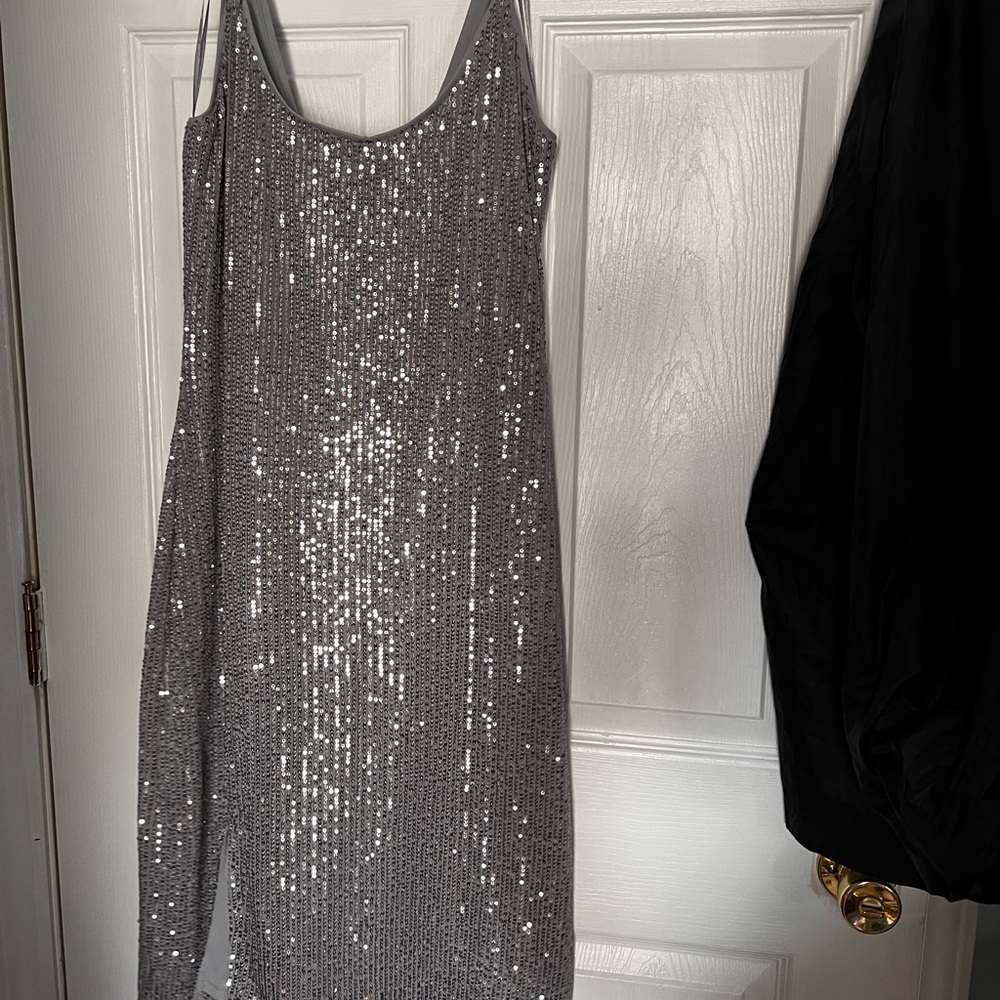 Silver sequin dress